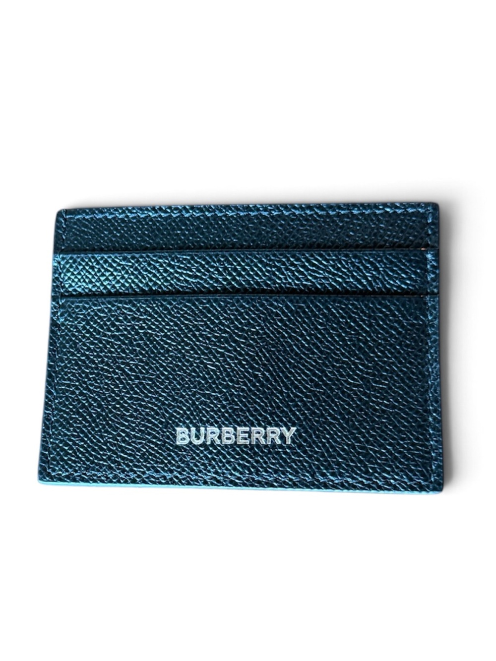 Burberry Black Leather Card Holder Silver Logo TIVCOP1279 Made In Italy